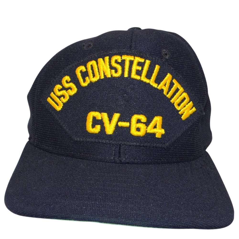 New Era USS Constellation CV-64 Snapback Hat Mens Navy Blue Vintage Made in USA